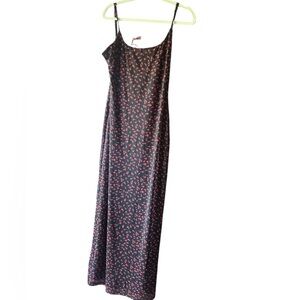 Princess Polly Black Maxi Dress with Red Floral Pattern